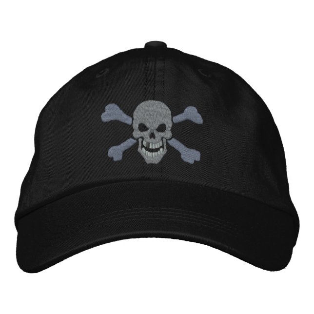 Boné Bordado Crânio de Prata Pirata Clássica (Frente)