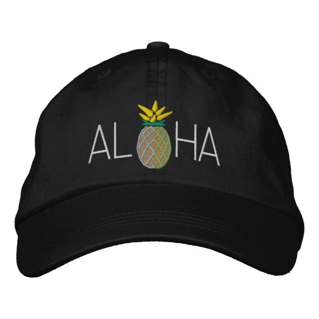 Boné Bordado de Abacaxi Aloha Gráfico em (Frente)