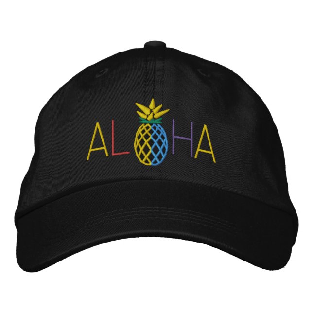 Boné Bordado de Abacaxi Aloha Gráfico em (Frente)