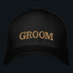 BONÉ bordado de baseball em cor GROOM - Ouro / pre<br><div class="desc">Chapéus bordados: ouro clássico / boné preto de beisebol da moda com texto "GROOM" para despedida de solteiro/festa de pancada,  casamento,  festa de fantasia vestida / noite para fora</div>