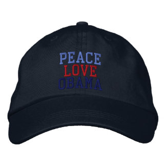 Boné Bordado de Bola Obama Peace Love