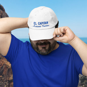 Boné Bordado El Capitan Azul Personalizado para Pesca