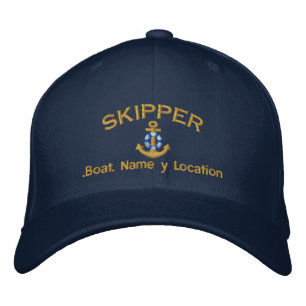 Boné Bordado Estilo do Skipper Nome do Seu Barco ou Ambos