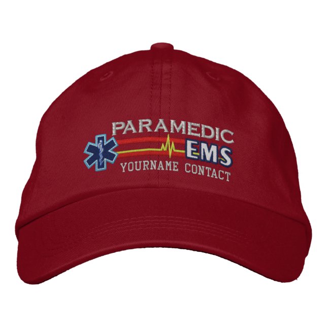 Boné Bordado Estrela Paramedica de EMS Personalizada da Vida (Frente)
