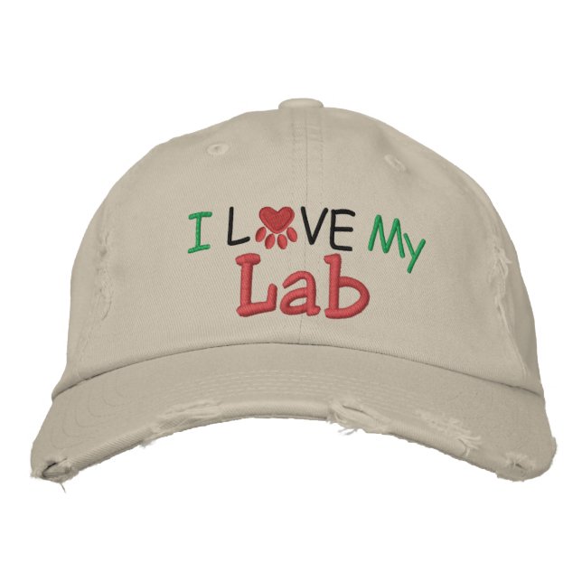Boné Bordado Eu amo meu laboratório! (Frente)