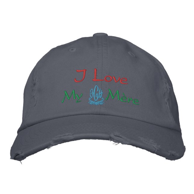 Boné Bordado Eu Amo Minha Mãe Em Azul Francês (Frente)