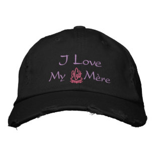 Boné Bordado Eu Amo Minha Mãe Em Preto Francês