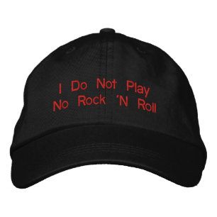 Boné Bordado "Eu não toco rock 'N Roll - chapéu ajustável