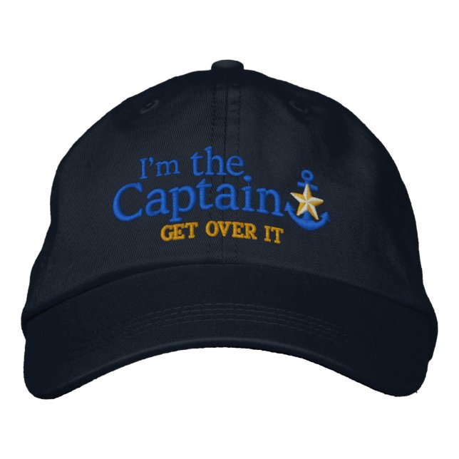 Boné Bordado Eu Sou O Capitão Humor Náutico, Dourada Anchor De  (Frente)