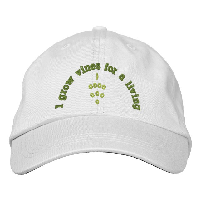 BONÉ BORDADO FABRICANTE DE VINHO, FAZER DE VINHO, UVAS, (Frente)