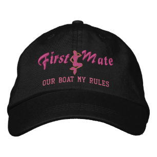 Boné Bordado First Mate Mermaid Our Boat My Rules