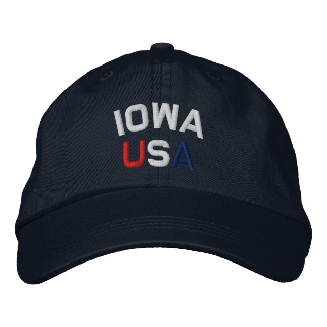 Boné Bordado Iowa USA bordado Marinho Blue Hat (Frente)