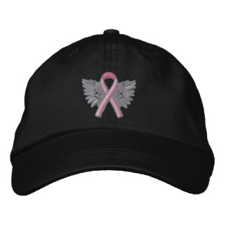 Boné Bordado O anjo cor-de-rosa da fita voa o cancro da mama do