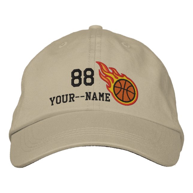 Boné Bordado Personalized Racing Flames Basketball Bullet Badge (Frente)