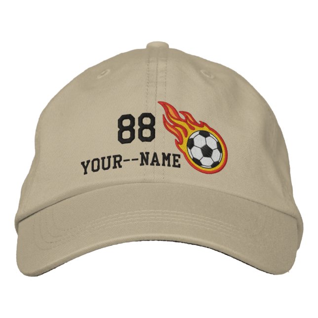 Boné Bordado Personalized Racing Flames Soccer Bullet Badge (Frente)