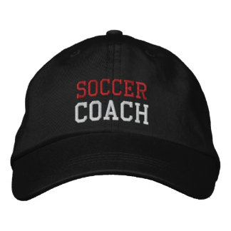 Boné Bordado Red and White Text Soccer Coach Hat