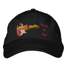 Boné Bordado Rock N Roll de Guitarra Elétrica