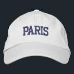 Boné Bordado Roxo PARIS em Branco<br><div class="desc">Algodão Branco bordado de púrpura escuro PARIS Hat. Faz um presente maravilhoso para quem ama Paris France! Se preferir ter o seu texto pessoal, selecione simplesmente o botão "Personalizar este modelo" para introduzir o texto personalizado. O bordado também é personalizável para outras opções de cores selecionando o botão da ferramenta...</div>