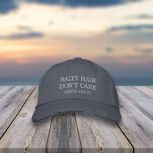 Boné Bordado Salty Hair Não se importa   Nome da sua cidade ou 