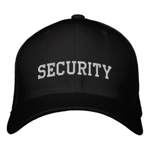 Boné Bordado Segurança bordada no branco em cap hat preto