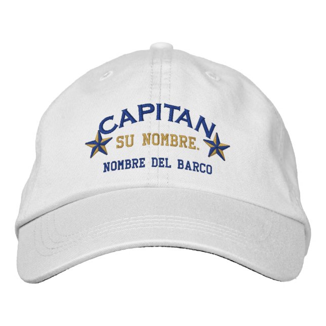 Boné Bordado SPANISH El Capitan Nombre del barco y su nombre. (Frente)