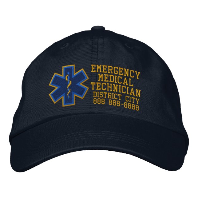 Boné Bordado Técnico médico de emergência personalizado (Frente)