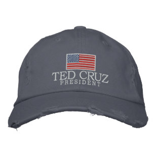 Boné Bordado Ted Cruz para Presidente com bandeira americana