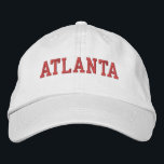 Boné Bordado Vermelho Atlanta em Branco<br><div class="desc">Bordado vermelho Atlanta com chapéu branco de algodão. Faz um presente maravilhoso para quem ama a Atlanta GA! Se preferir ter o seu texto pessoal, selecione simplesmente o botão "Personalizar este modelo" para introduzir o texto personalizado. O bordado também é personalizável para outras opções de cores selecionando o botão da...</div>