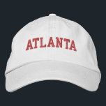 Boné Bordado Vermelho Atlanta em Branco<br><div class="desc">Bordado vermelho Atlanta com chapéu branco de algodão. Faz um presente maravilhoso para quem ama a Atlanta GA! Se preferir ter o seu texto pessoal, selecione simplesmente o botão "Personalizar este modelo" para introduzir o texto personalizado. O bordado também é personalizável para outras opções de cores selecionando o botão da...</div>