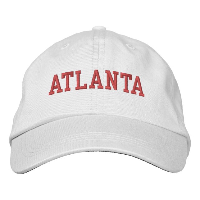 Boné Bordado Vermelho Atlanta em Branco (Frente)