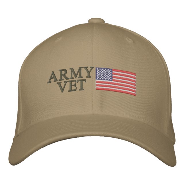 Boné Bordado Vet do Exército com Bandeira Americana (Frente)