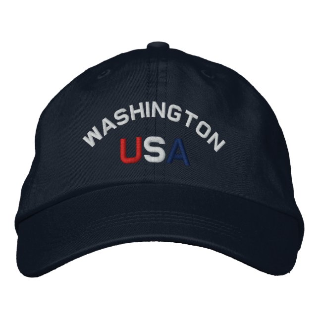 Boné Bordado Washington EUA bordado Marinho Blue Hat (Frente)