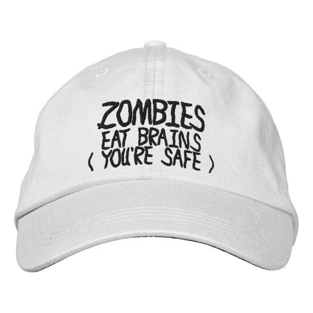 Boné Bordado Zombies Comem Cérebros Você Está Seguro (Frente)