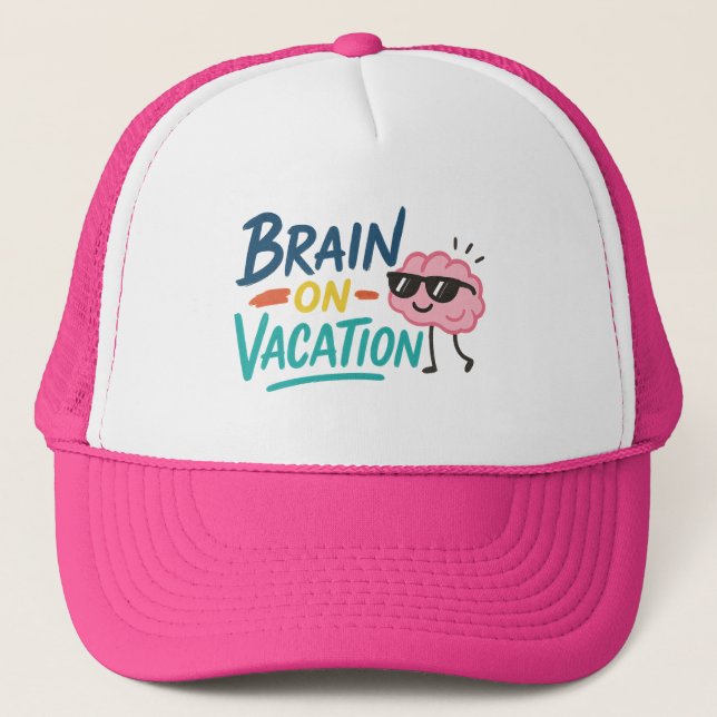 Boné Brain on Vacation Trucker Hat | Funny Retro (Frente)