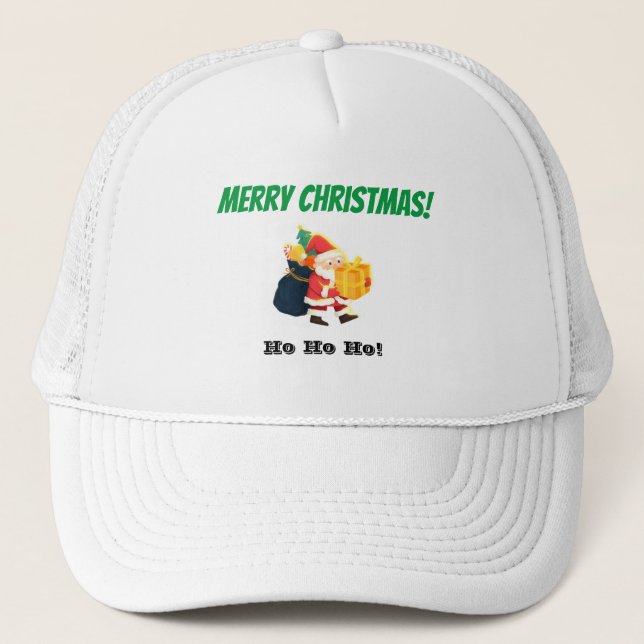 Boné Branco e Branco Feliz Natal Magic-Cap Top (Frente)