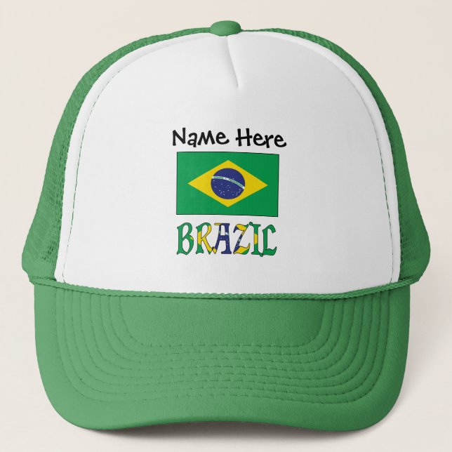 Boné Brasil e Bandeira Brasileira Personalizados (Frente)