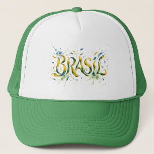 Boné Brasil Watercolor Splatter Artistic 