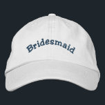 Boné Bridesmaid Wedding<br><div class="desc">Boné de beisebol fofo bordado pela Bridesmaid. Perfeito para todas as suas funções e eventos de casamento. Clique em Personalizar para alterar a cor da fonte. Tenho chapéus disponíveis na minha loja para cada membro da sua festa de casamento. Visite o tesouro dos olhares sorridentes para mais convites para noivas,...</div>