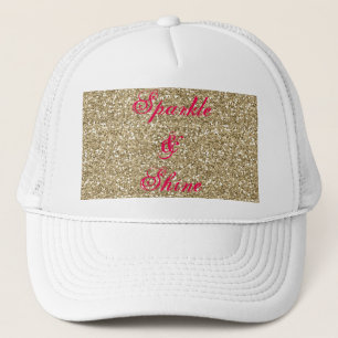 Boné Brilho e Brilho Dourado brilhante e rosa quente