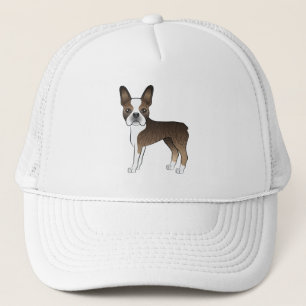 Boné Brindle Boston Terrier Cartoon Dog Ilustração