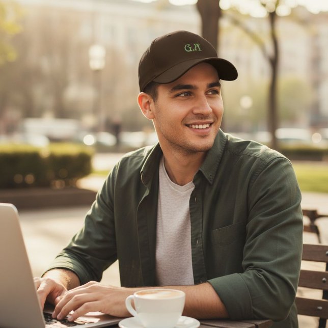 Boné Brown Embroidered Cap with Personalized Initials  (Criador carregado)
