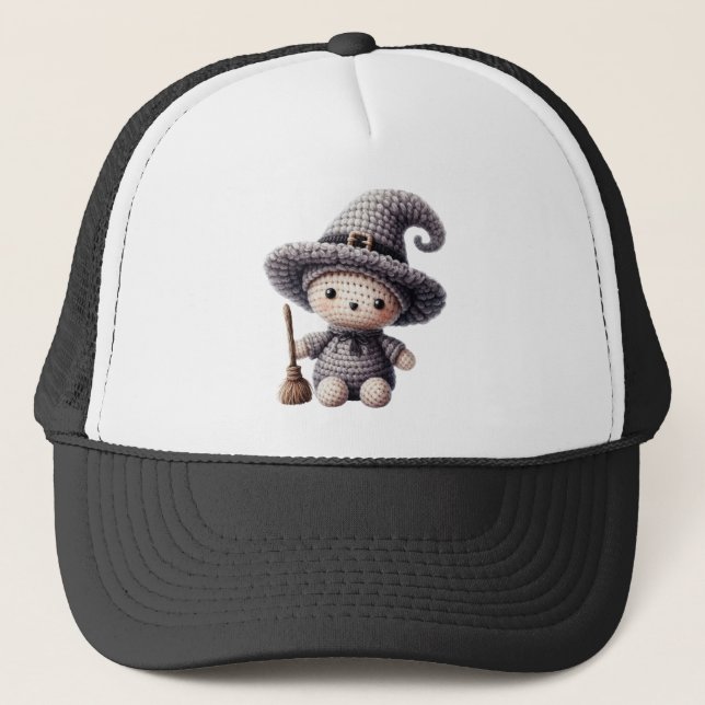 Boné Bruxa Fofa de Crochê (Frente)
