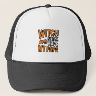 Boné Bruxa Melhor Ter Meu Papai Camisa de Halloween do