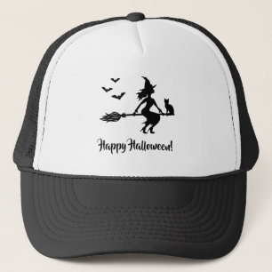 Boné Bruxa Num Cavo Feliz Halloween Silhueta Preta