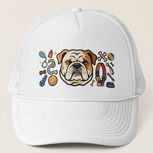 Boné Buldogue Fofo com Design de Brinquedos para Cachor (Frente)