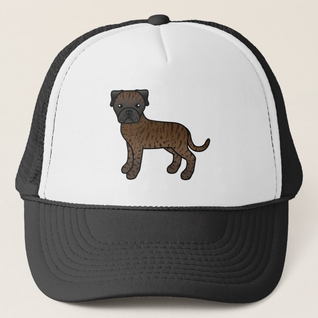 Boné Bullmastiff Listrado Cachorro Cartoon Fofo (Frente)