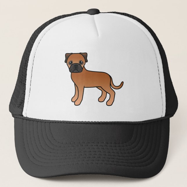 Boné Bullmastiff Vermelho Cachorro de Desenho Animado F (Frente)