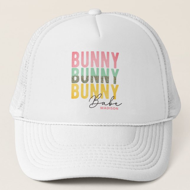 Boné Bunny Babe Cute Modern Páscoa Personalizada (Frente)