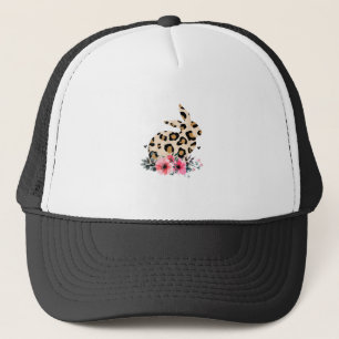 Boné Bunny Leopard Imprime Páscoas Florais Cute Menina