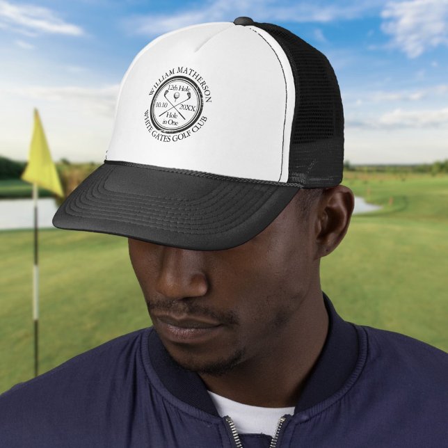 Boné Buraco num Clássico Golfe Personalizado (Hole in One Classic Personalised Golf Trucker Hat)